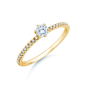 Bague de fiançailles Royal Pavé en 9K or jaune avec diamants naturels 0,25ct G/SI