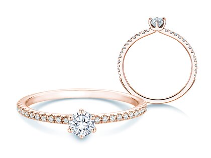 Bague de fiançailles Royal Pavé en 18K or rose avec diamants naturels 0,40ct G/SI
