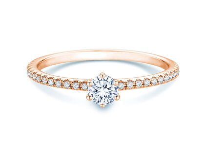 Bague de fiançailles Royal Pavé en 18K or rose avec diamants naturels 0,40ct G/SI