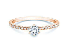 Bague de fiançailles Royal Pavé en 18K or rose avec diamants naturels 0,40ct G/SI