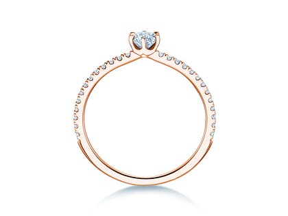 Bague de fiançailles Royal Pavé en 18K or rose avec diamants naturels 0,40ct G/SI