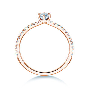 Bague de fiançailles Royal Pavé en 18K or rose avec diamants naturels 0,40ct G/SI
