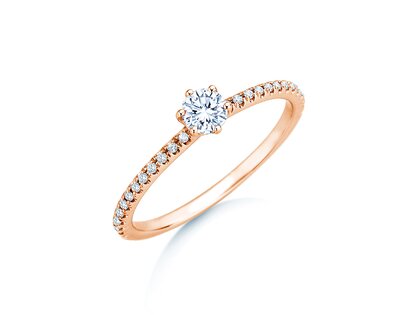 Bague de fiançailles Royal Pavé en 18K or rose avec diamants naturels 0,40ct G/SI