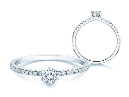 Bague de fiançailles Royal Pavé en 9K or blanc avec diamants naturels 0,25ct G/SI