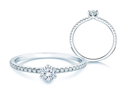 Bague de fiançailles Royal Pavé en 18K or blanc avec diamants naturels 0,40ct G/SI