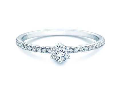 Bague de fiançailles Royal Pavé en 9K or blanc avec diamants naturels 0,25ct G/SI