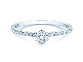 Bague de fiançailles Royal Pavé en 9K or blanc avec diamants naturels 0,25ct G/SI