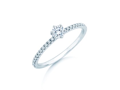 Bague de fiançailles Royal Pavé en 9K or blanc avec diamants naturels 0,25ct G/SI