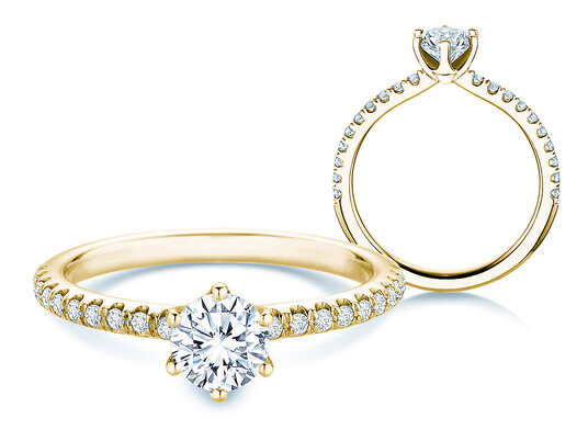 Bague de fiançailles Royal Pavé en 9K or blanc avec diamants naturels 0,65ct G/SI