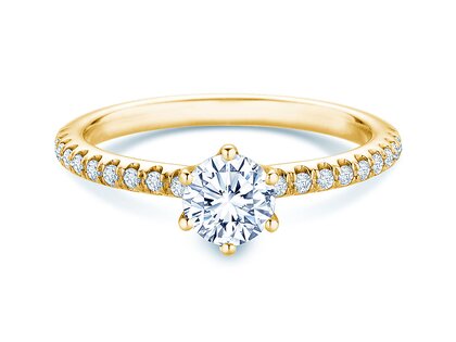 Bague de fiançailles Royal Pavé en 9K or jaune avec diamants naturels 0,65ct G/SI