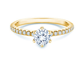 Bague de fiançailles Royal Pavé en 9K or jaune avec diamants naturels 0,65ct G/SI