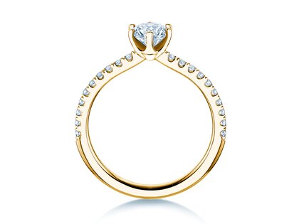 Bague de fiançailles Royal Pavé en 9K or jaune avec diamants naturels 0,65ct G/SI