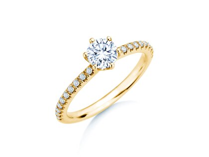 Bague de fiançailles Royal Pavé en 9K or jaune avec diamants naturels 0,65ct G/SI