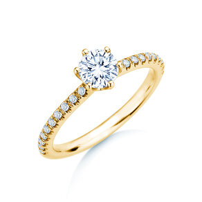 Bague de fiançailles Royal Pavé en 9K or jaune avec diamants naturels 0,65ct G/SI