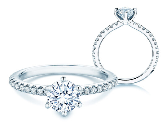 Bague de fiançailles Royal Pavé en 9K or blanc avec diamants naturels 1,22ct G/SI