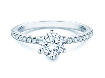 Bague de fiançailles Royal Pavé en 9K or blanc avec diamants naturels 1,22ct G/SI