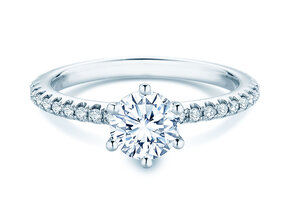 Bague de fiançailles Royal Pavé en 9K or blanc avec diamants naturels 1,22ct G/SI