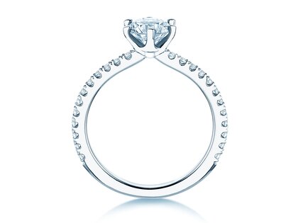 Bague de fiançailles Royal Pavé en 9K or blanc avec diamants naturels 1,22ct G/SI