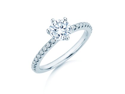Bague de fiançailles Royal Pavé en 9K or blanc avec diamants naturels 1,22ct G/SI