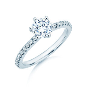 Bague de fiançailles Royal Pavé en 9K or blanc avec diamants naturels 1,22ct G/SI