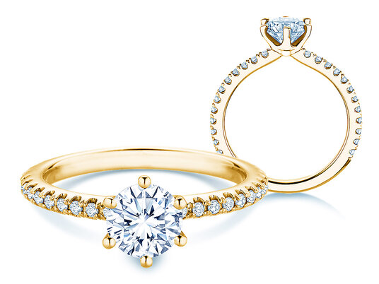 Bague de fiançailles Royal Pavé en 9K or blanc avec diamants naturels 1,22ct G/SI