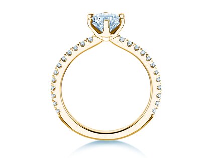Bague de fiançailles Royal Pavé en 9K or jaune avec diamants naturels 1,22ct G/SI
