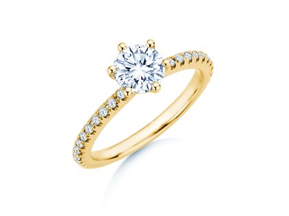 Bague de fiançailles Royal Pavé en 9K or jaune avec diamants naturels 1,22ct G/SI