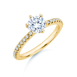 Bague de fiançailles Royal Pavé en 9K or jaune avec diamants naturels 1,22ct G/SI