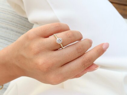 Bague de fiançailles Royal Pavé en 18K or rose avec diamants naturels 0,40ct G/SI