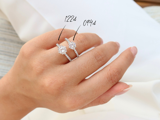 Bague de fiançailles Royal Pavé en 9K or blanc avec diamants naturels 1,22ct
