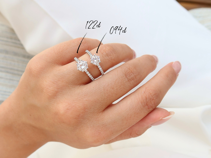 Bague de fiançailles Royal Pavé en 9K or blanc avec diamants naturels 1,22ct G/SI