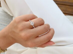 Bague de fiançailles Royal Pavé en 9K or blanc avec diamants naturels 1,22ct G/SI