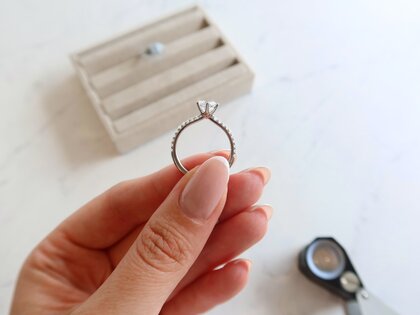 Bague de fiançailles Royal Pavé en 9K or blanc avec diamants naturels 1,22ct G/SI