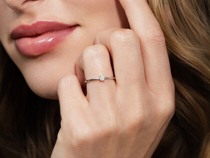 Bague de fiançailles Classic 4 dans 18K or rose avec diamant 0,10ct H/SI