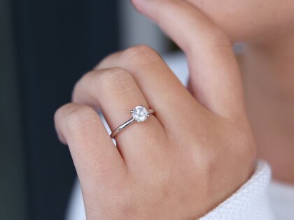 Bague de fiançailles Classic 4 dans 14K or blanc avec diamant 0,75ct G/SI
