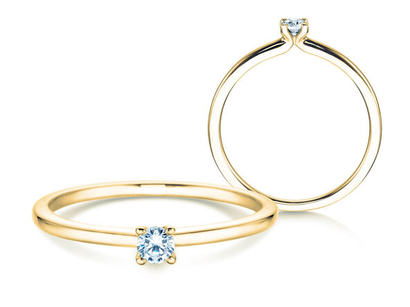 Bague de fiançailles Classic 4 dans 14K or jaune avec diamant 0,10ct H/SI