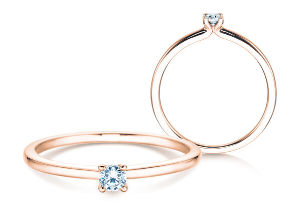 Bague de fiançailles Classic 4 dans 18K or rose avec diamant 0,10ct H/SI