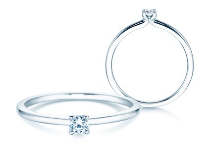 Bague de fiançailles Classic 4 dans 14K or blanc avec diamant 0,10ct G/IF
