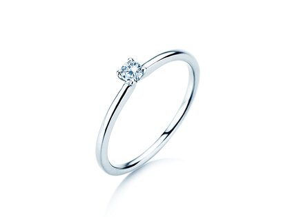 Bague de fiançailles Classic 4 dans 14K or blanc avec diamant 0,10ct G/IF