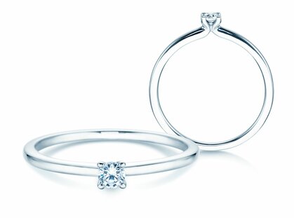 Bague de fiançailles Classic 4 dans 14K or blanc avec diamant 0,10ct G/SI