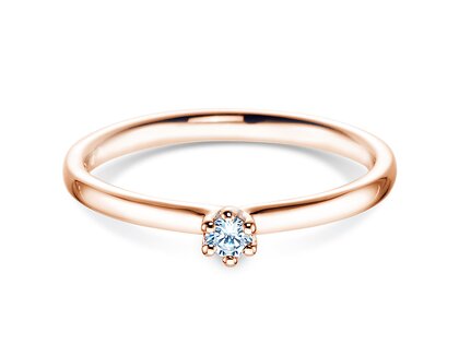 Bague de fiançailles Classic 6 dans 14K or rose avec diamant 0,05ct G/IF
