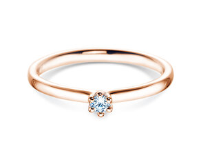 Bague de fiançailles Classic 6 dans 14K or rose avec diamant 0,05ct G/IF
