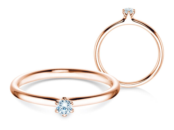Bague de fiançailles Classic 6 dans 14K or rose avec diamant 0,07ct G/VS