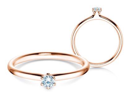 Bague de fiançailles Classic 6 dans 18K or rose avec diamant 0,10ct H/SI