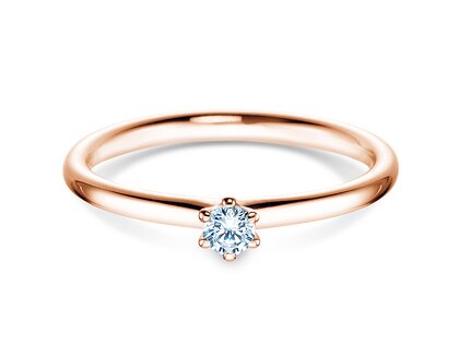 Bague de fiançailles Classic 6 dans 18K or rose avec diamant 0,10ct H/SI