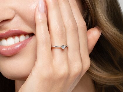 Bague de fiançailles Classic 6 dans 14K or jaune avec diamant 0,15ct H/SI