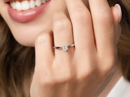 Bague de fiançailles Classic 6 en 9K or rose avec diamant 0,25ct G/SI