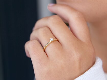 Bague de fiançailles Classic 6 en 18K or jaune avec diamant de laboratoire 0,25ct E/VS