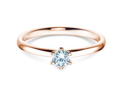 Bague de fiançailles Classic 6 en 9K or rose avec diamant 0,25ct G/SI