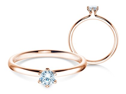 Bague de fiançailles Classic 6 en 9K or rose avec diamant 0,25ct G/SI